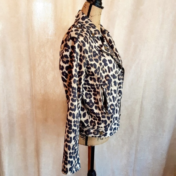 Easel Cheetah Leopard Moto Jacket Faux Suede Full Zip Size M - Picture 5 of 15
